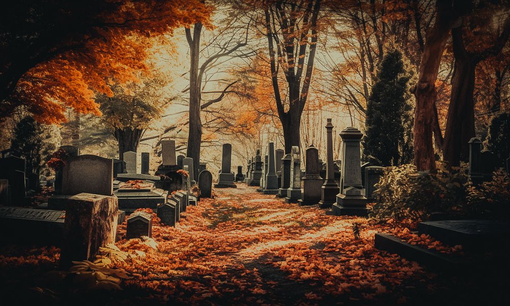 Изображение кладбища, созданное нейросетью